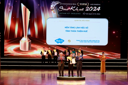 Nền tảng làm việc số tỉnh Thừa Thiên Huế được vinh danh Top 10 Giải thưởng Sao Khuê 2024