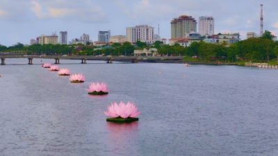 Seven lotus lanterns on the Huong River