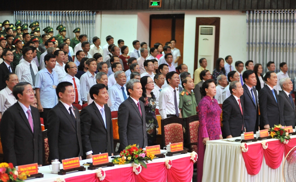 Minister of Culture, Sports and Tourism Nguyen Ngoc Thien and Provincial Party Committee Secretary Le Truong Luu attending the ceremony
