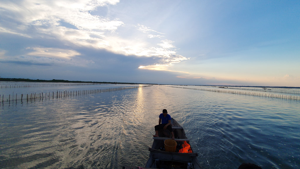Extremely beautiful sunset on Tam Giang lagoon
