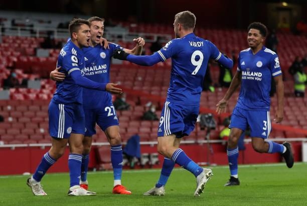 Bàn thắng của Vardy giúp Leicester đánh sập Emirates- Ảnh Internet