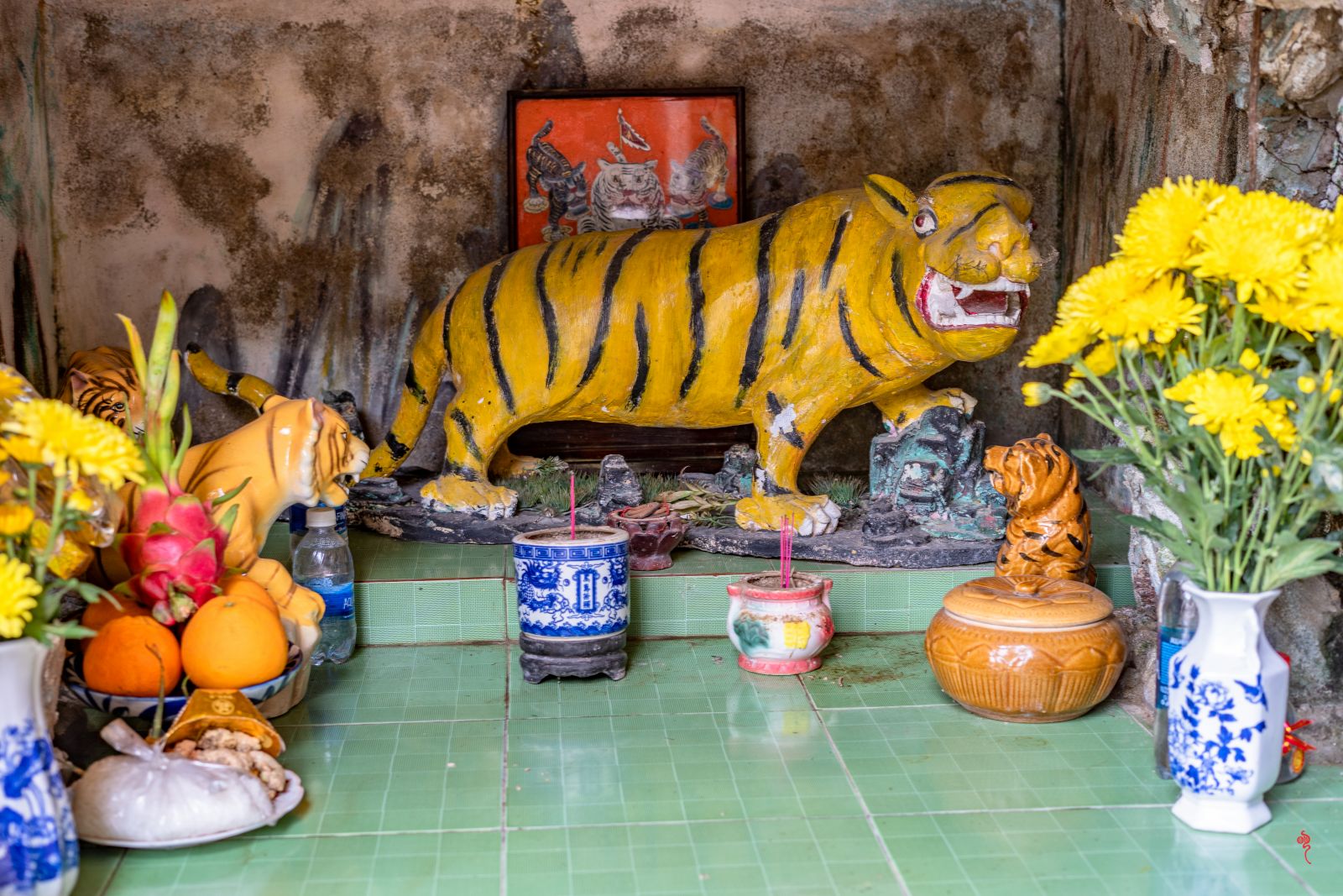 A tiger statue for worshipping at the communal house of Hai Cat village, Huong Tho (Hue city)