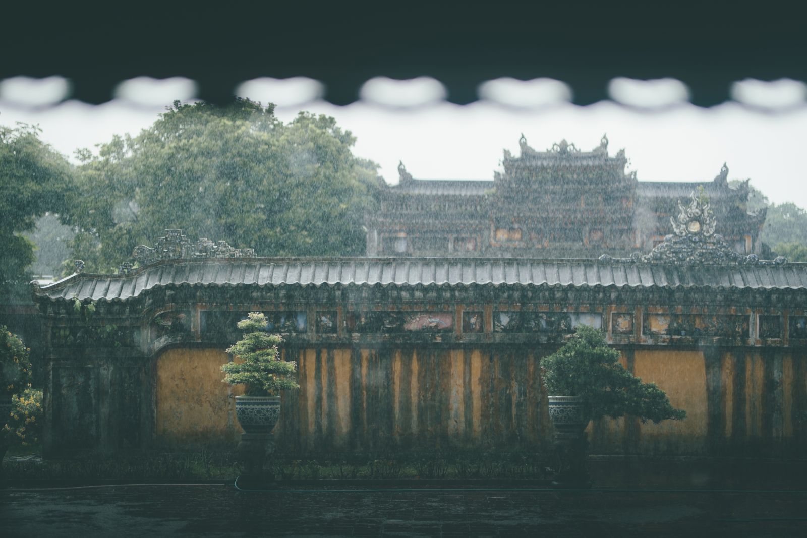 Beautiful view of the rain from Dien Tho Palace