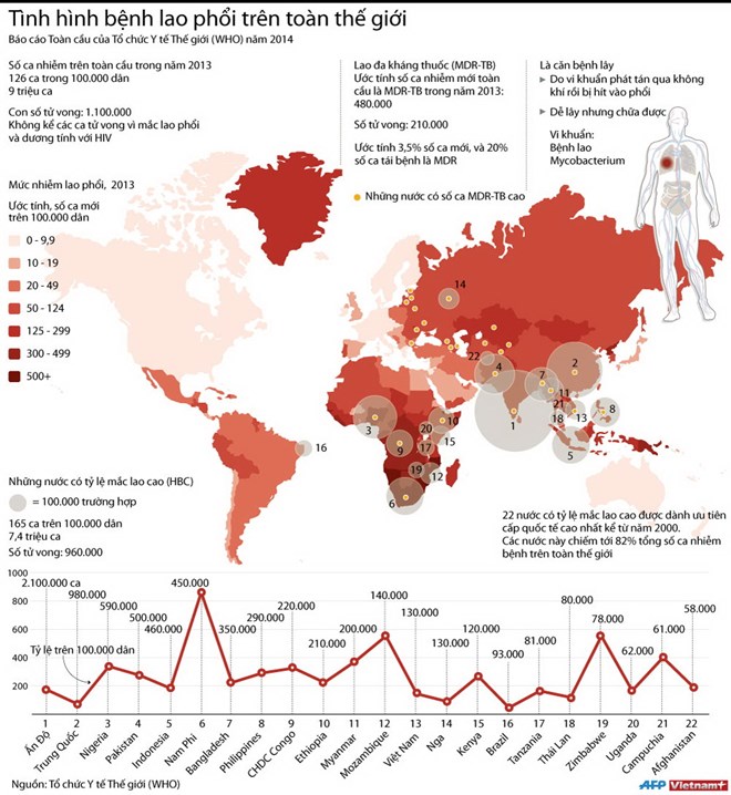 Tình hình bệnh lao phổi trên toàn thế giới