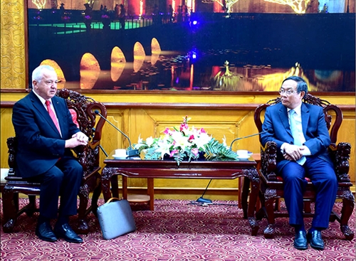 Chairman of Provincial People’s Committee Nguyen Van Cao receives Wilo Group’s Germany and KMH Group’s Korea representatives