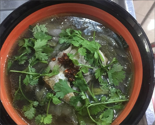 A change of taste with snakehead fish and purple taro soup
