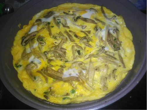 Tasty termite mushroom omelette for a cold winter day