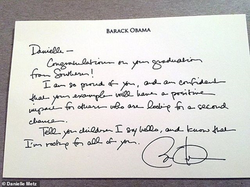 Lá thư ông Obama tự tay viết cho tù nhân được khoan hồng gây sốt