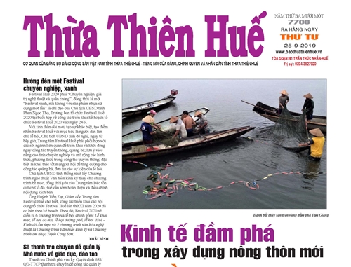 Đón đọc Báo Thừa Thiên Huế ngày 25 9