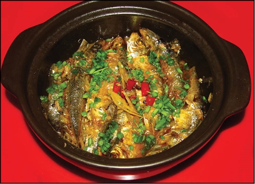 Grilled herring cooked with ginger
