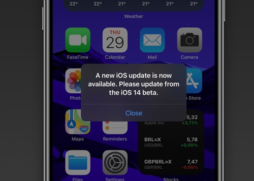 iOS 14 beta gặp lỗi thông báo cập nhật giả