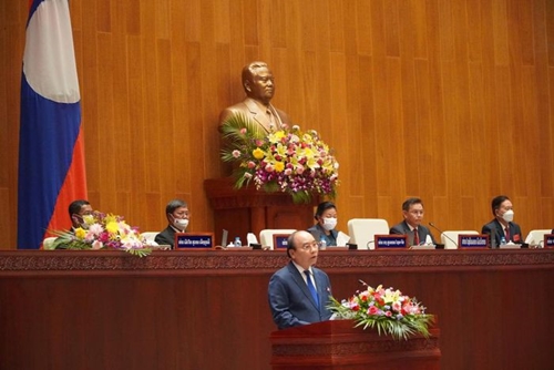 Chủ tịch nước Nguyễn Xuân Phúc phát biểu tại Kỳ họp Quốc hội Lào