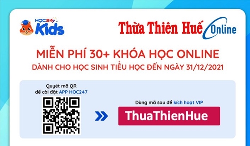 Nhập mã “ThuaThienHue” để học online miễn phí học kỳ 1 năm học 2021-2022