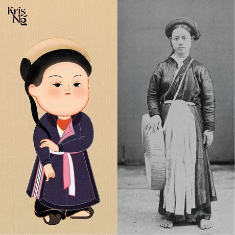 The costume of the Nguyen dynasty in Chibi style