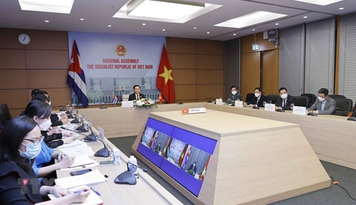 Chủ tịch Quốc hội Việt Nam - Cuba hội đàm theo hình thức trực tuyến