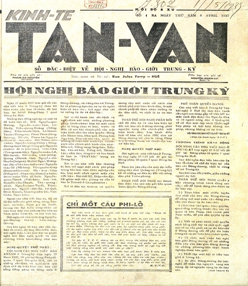 Vai trò chủ đạo của Báo Nhành lúa và Kinh tế tân văn trong Mặt trận dân chủ Đông Dương 1936-1939 ở Thừa Thiên Huế