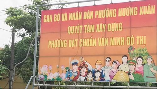 Tháo dỡ, thay thế bảng tuyên truyền, cổ động chưa đúng quy định tại phường Hương Xuân