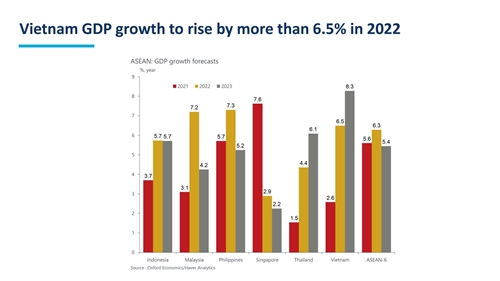 Tăng trưởng kinh tế của Việt Nam sẽ đạt trên 6,5 trong năm 2022