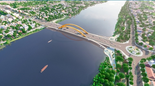 The project of Nguyen Hoang Street and the bridge over the Huong River commenced