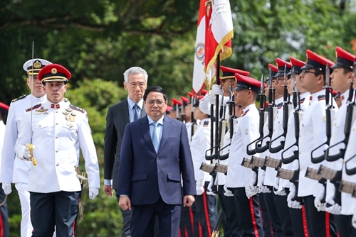 Lễ đón Thủ tướng Phạm Minh Chính thăm chính thức Singapore